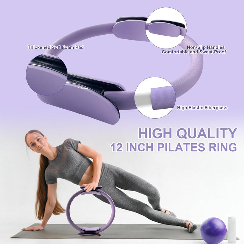 KANGFITER Pilates Equipment Kit for Home Workout, Pilates Ring and Ball Set with Adjustable Ankle Wrist Weights, Resistance Bands, Tape Measure, Bag, Pilates Essentials Accessories for Women Yoga - Image 3